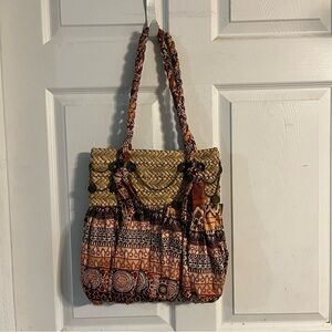 Bohemian Woven Tote Bag - Brown and Tan